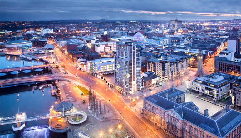 belfast, north ireland, nightscape