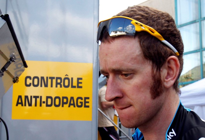 Wiggins of Britain leaves the anti-doping medical testing facility after the 99th Tour de France cycling race between Macon and Bellegarde-sur-Valserine